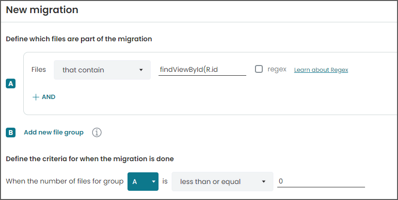 Migration rules example for removing findViewById