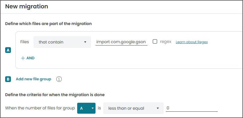 Migration rules example for removing Gson library