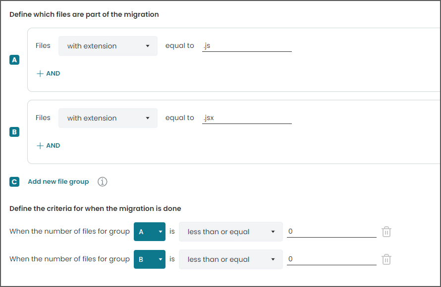 Migration rules example for Javascript to Typescript migration