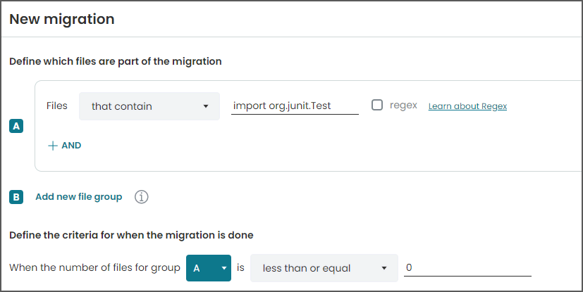 Migration rules example for removing JUnit 4