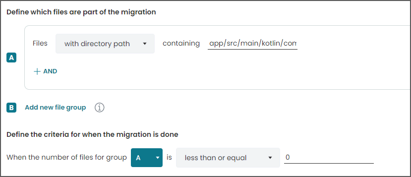 Migration rules example for removing files from a specific directory