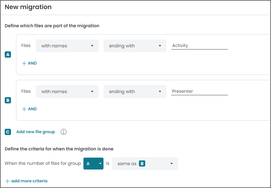 Migration rules example for MVP