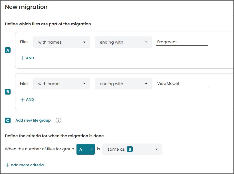 Migration rules example for MVVM