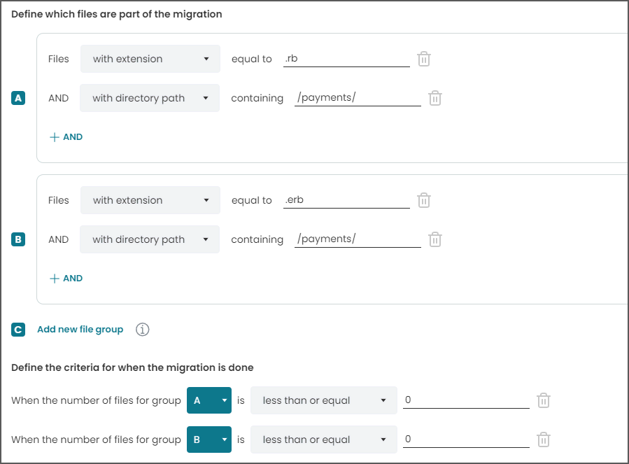 Migration rules example for removing some ruby files