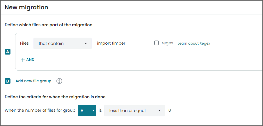 Migration rules example for Timber to Arbor migration